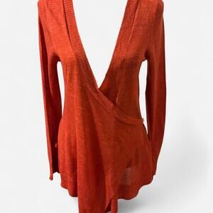 Moth by Anthropology burnt orange marled wrap cardigan Size Medium